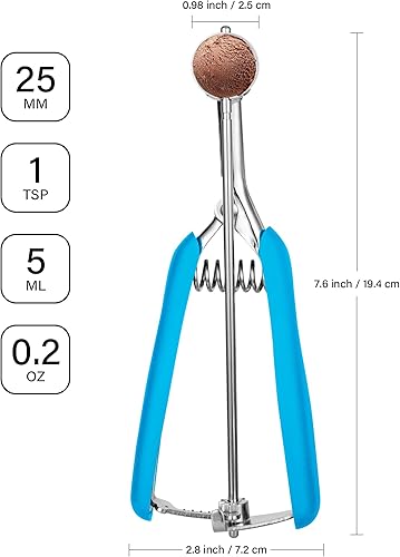 Vista 19 de Cuchara para galletas de 3.5 cucharadas, cuchara de helado con gatillo de pulgar, masa de galletas, cuchara de melón de 2.165 in, agarre cómodo