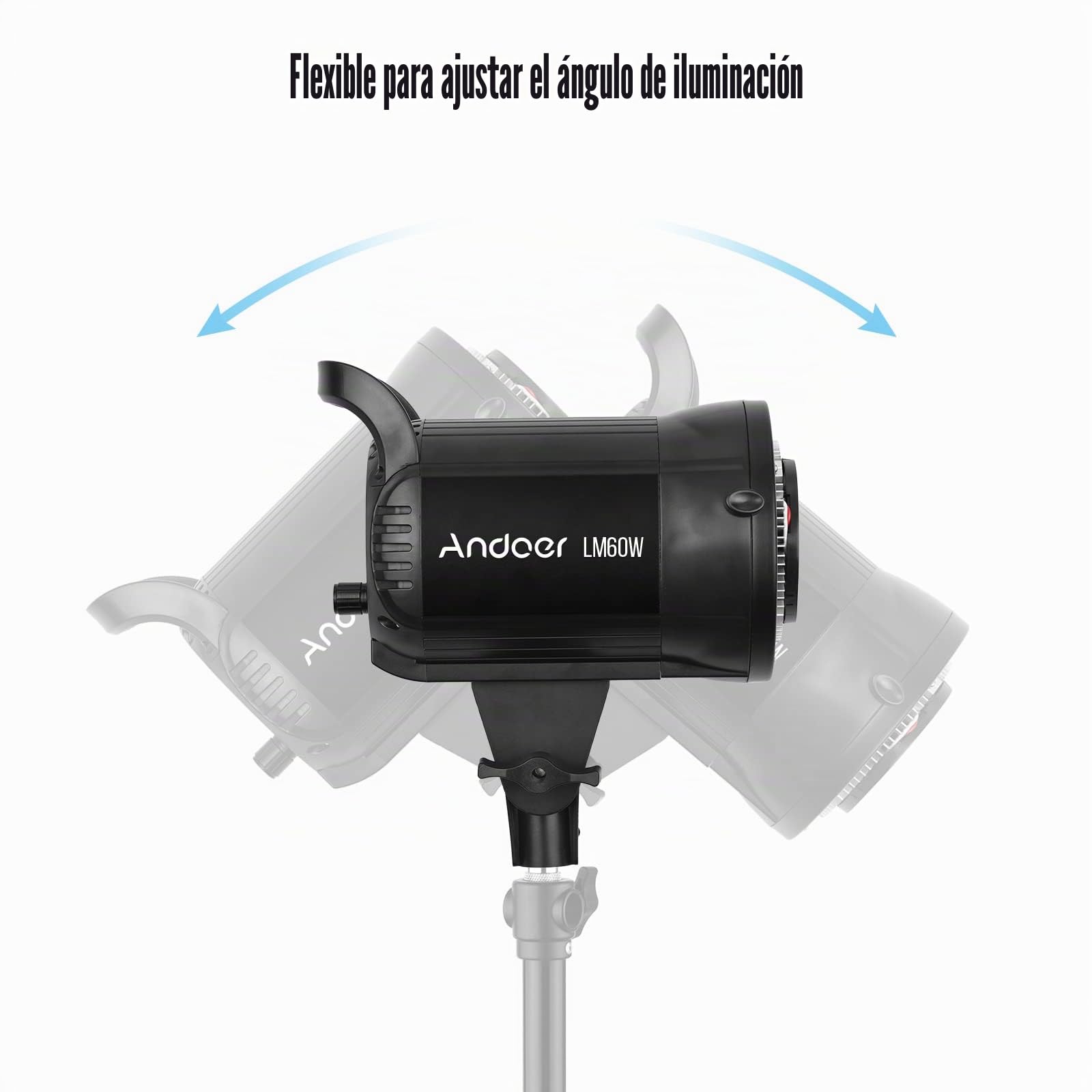Andoer LM60W LED Videolicht, 60W 5600K dimmable Estudio Luz continua con soporte Bowens y mando a distancia para retratos de productos, fotografía de boda, grabación de vídeo en directo
