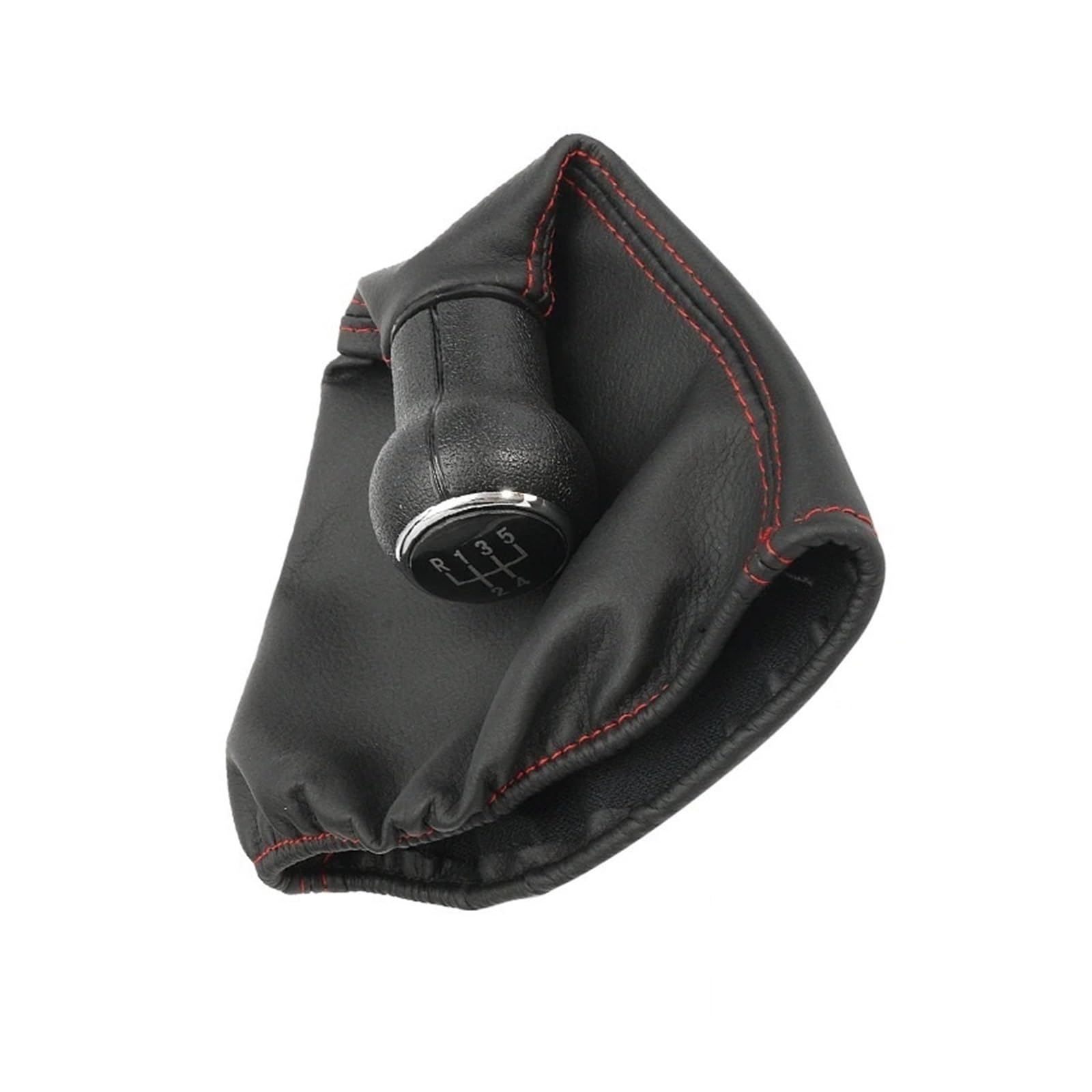 GLBLPEXELR Leather Gear Knob for VW for Golf for Jetta for Vento (1992-1998) 5 Speed Car Gear Stick Shift Knob with Leather Gaitor Red Line(Red)