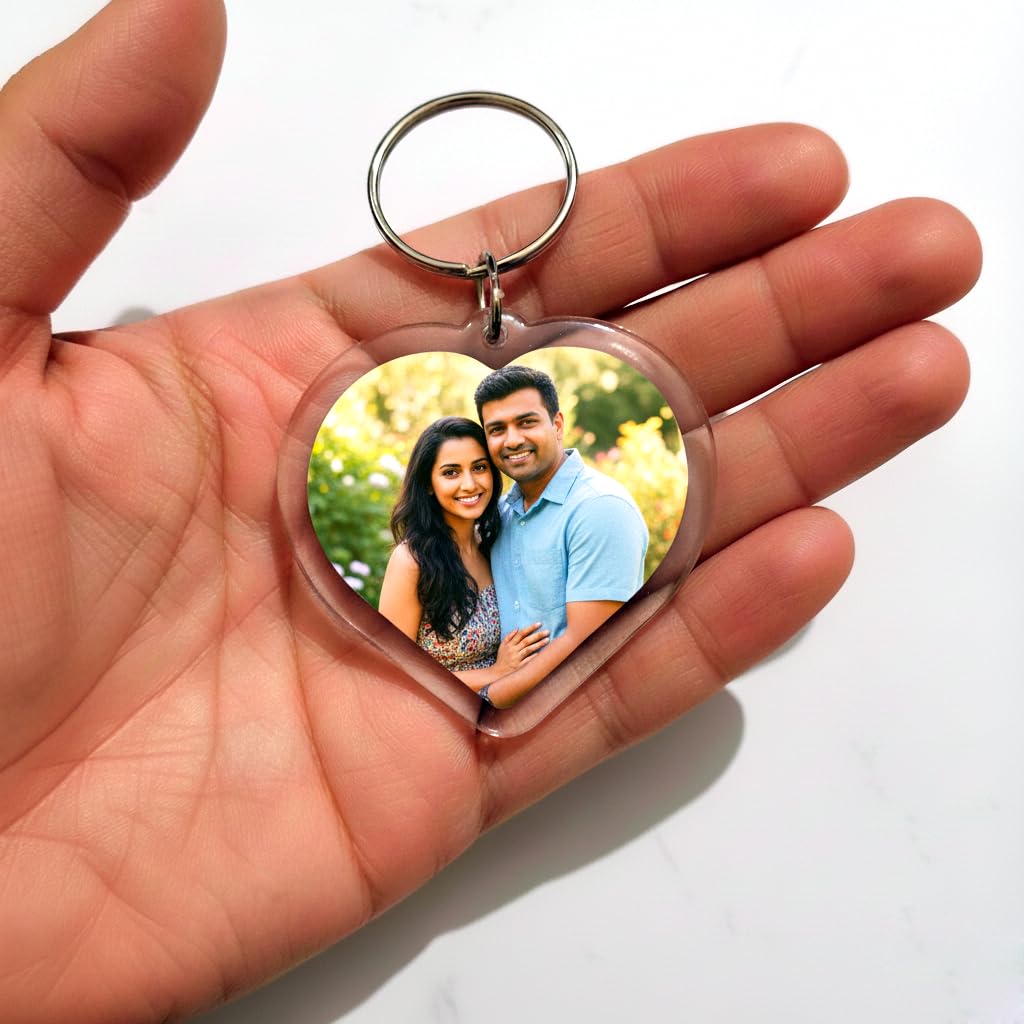 Personalized Double Sided Heart Keychain, Custom Photo Frame Keyring, Metal Heart Shape, 2 Photos Display-image-39