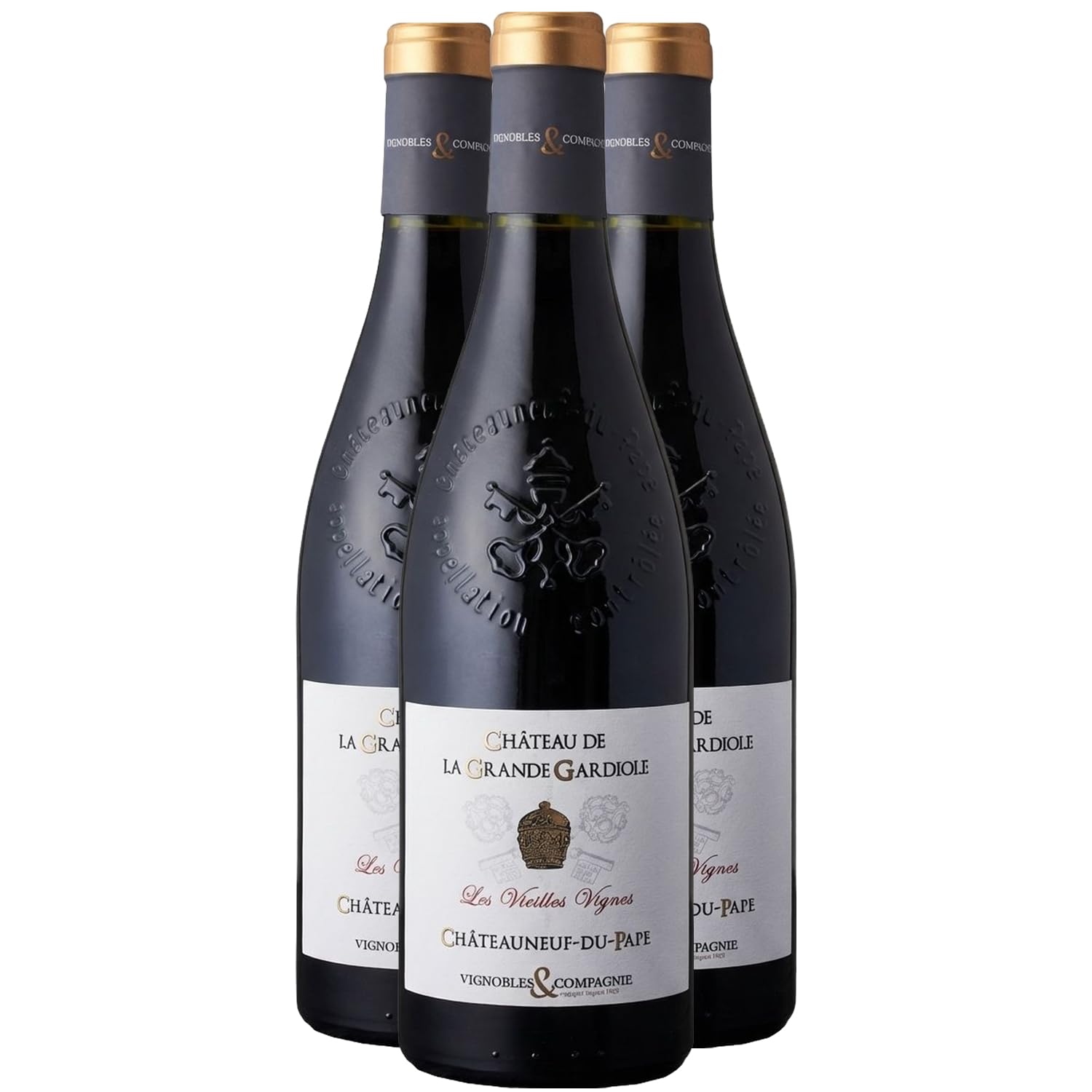 Châteauneuf-du-Pape Les Vieilles Vignes Vignobles & Compagnie - Rouge 2022 - Château de la Grande Gardiole - Vin Rouge de la Vallée du Rhône (3x75cl) HVE