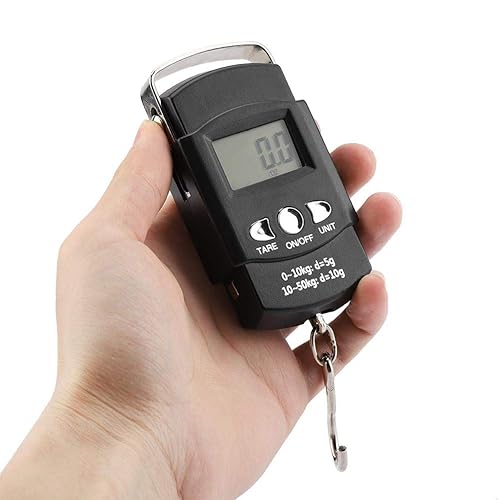 Miniatura 5 de Wifehelper - Báscula de equipaje de 110.2lbs110 libras, portátil, electrónica, LCD, digital, para viajes, pesca, balanza de peso con gancho de cinta