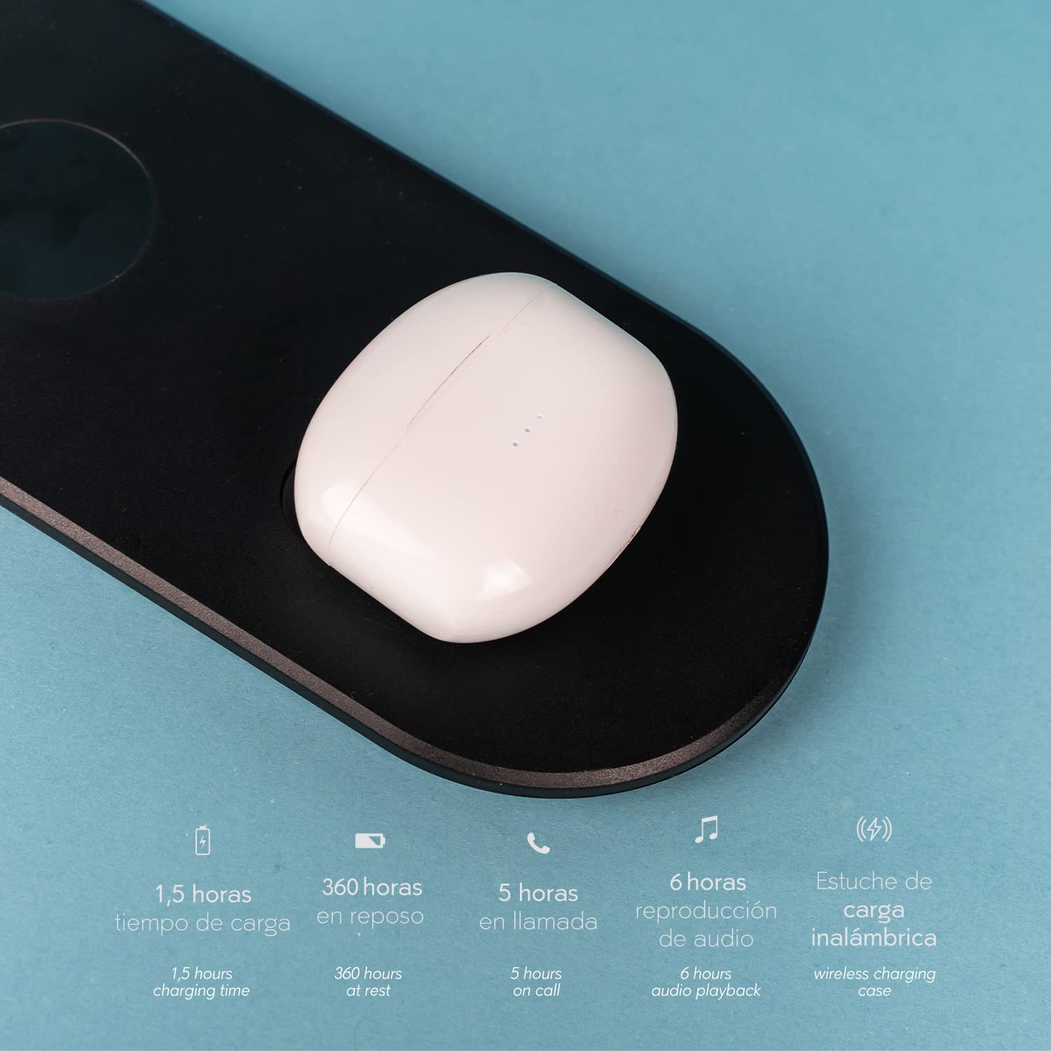 Cuffie wireless Expert. [Cuffie Bluetooth 5.3 HD Microfono][Custodia di ricarica rapida]. Controllo tattile [Microfono Incorporato] (Auricolari Wireless Expert, Bianco)