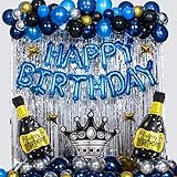 Happy Birthday Decorations for Men, Royal Blue Bday Party Decorations for Men Women Boys with Foil...