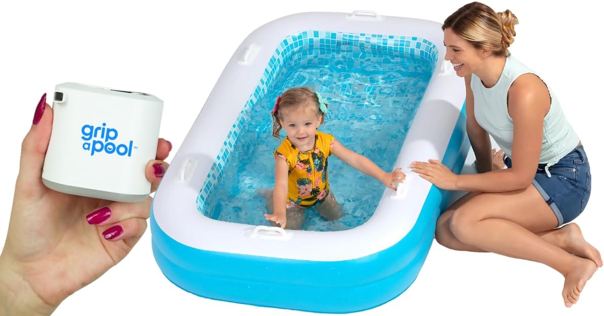Kiddie Pool (Blue) with Rechargeable Pump Bundle