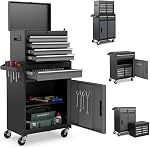Tool Chest, 5-Drawer Rolling Tools Storage Cabinet w/Universal Wheels & Lock Box, Metal Locking Mechanic Tool Cart for Warehouse Garage Workshop Garage (Dark Grey)