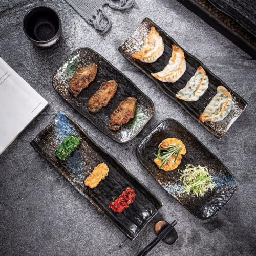 Plato rectangular de cerámica estilo japonés para sushi miniatura 4