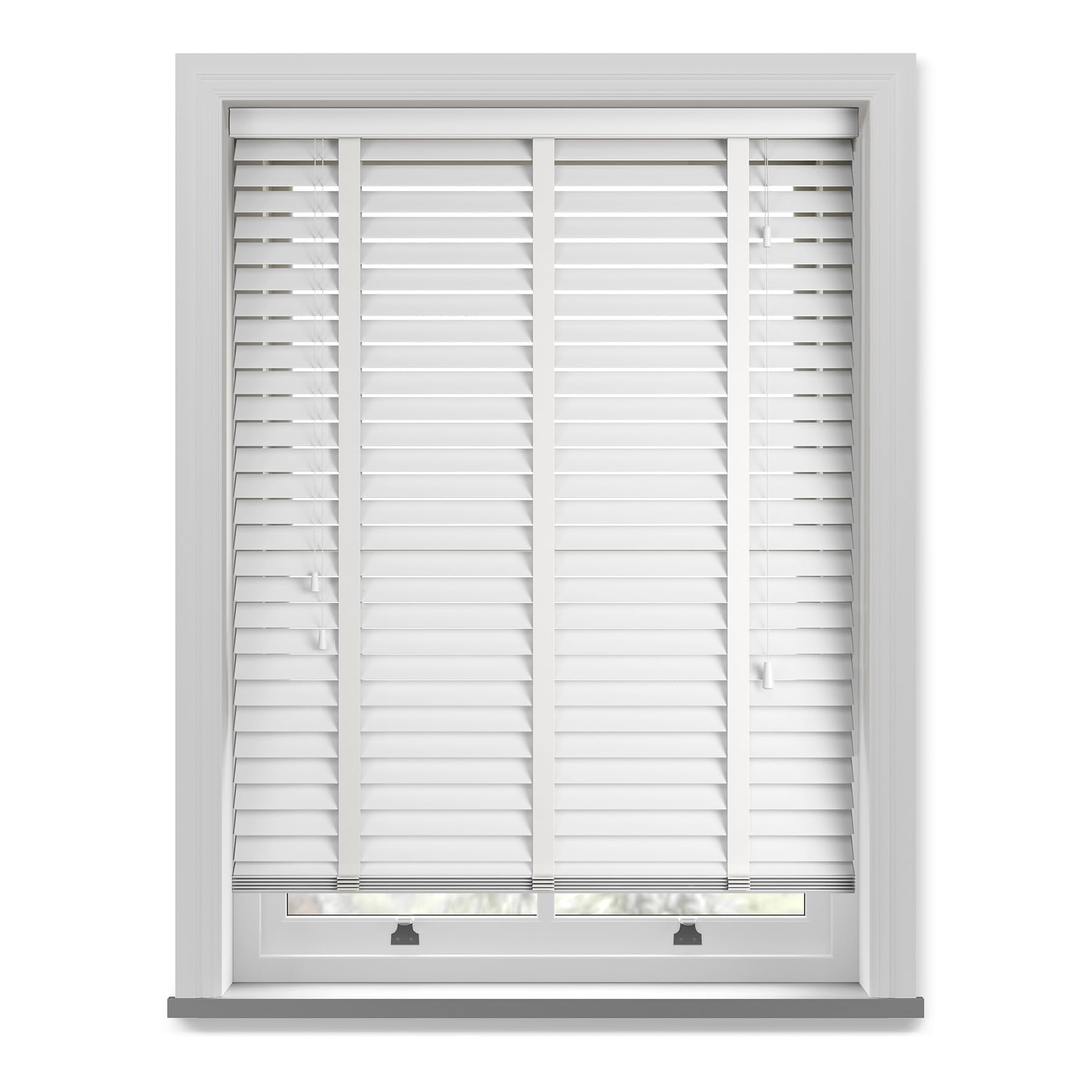 Made to Measure Faux Wood Venetian Blind with Tapes - Ultra White