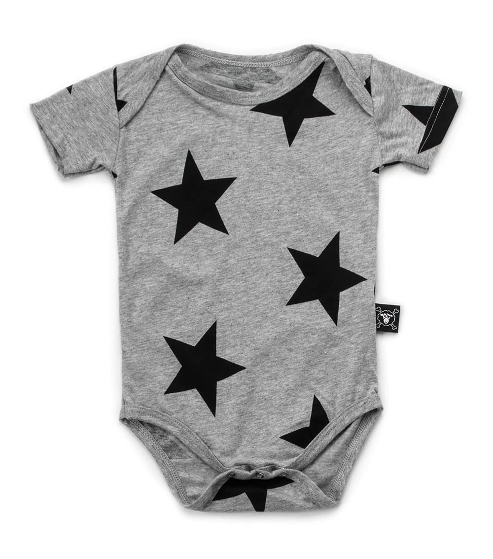 NUNUNUBaby Short Sleeve Onesie Bodysuit, 100% Cotton, Unisex for Infant Girls and Boys