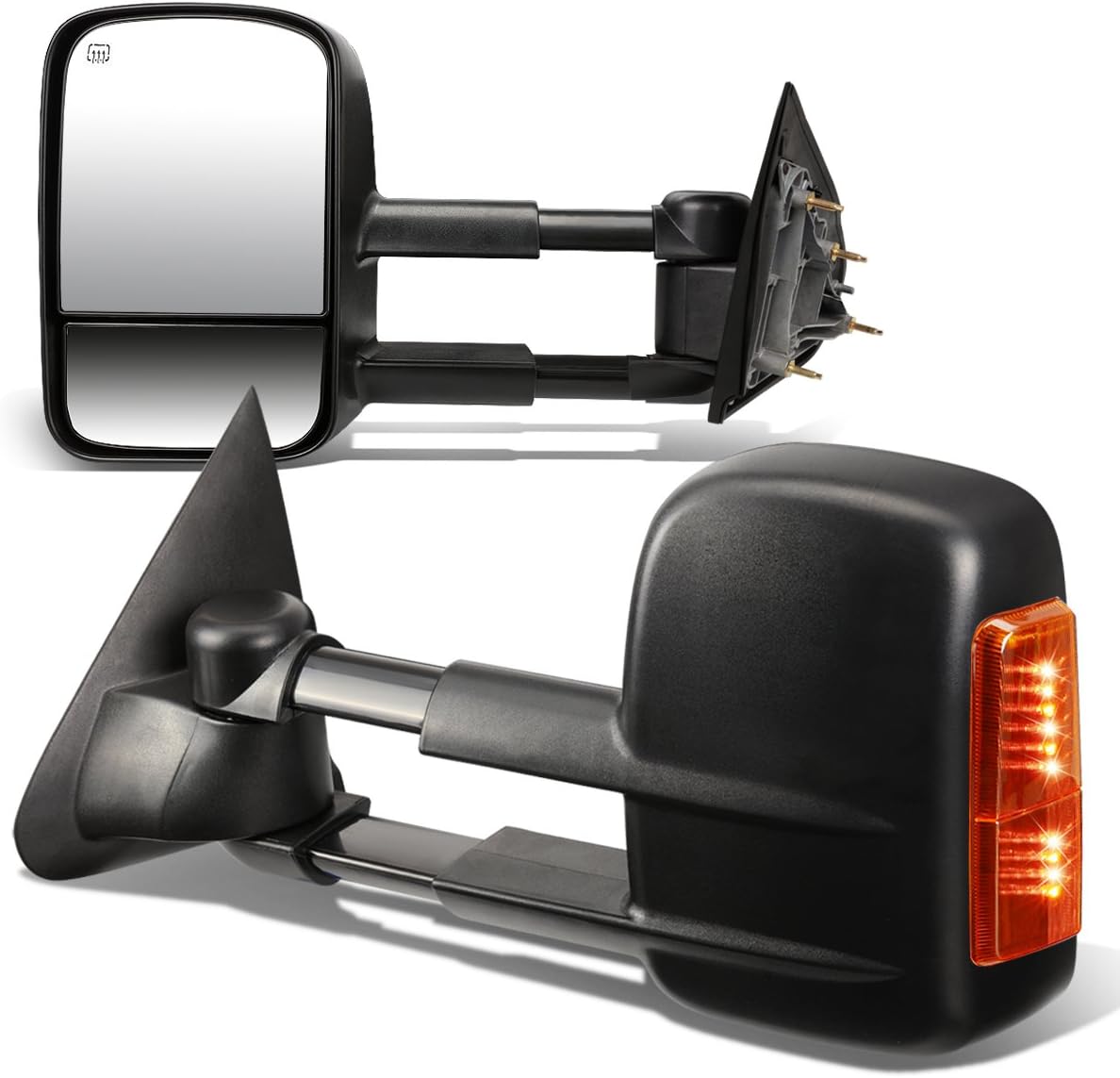 DNA Motoring TWM-020-T888-BK-AM Pair of Powered Heated Towing Side Mirrors Compatible With 15-20 Silverado/Sierra 2500 HD 3500 HD W/Turn Signal