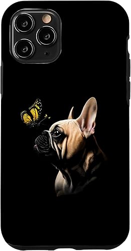 Funda para iPhone 11 Pro Bulldog Francés Mariposa Amante de Perros