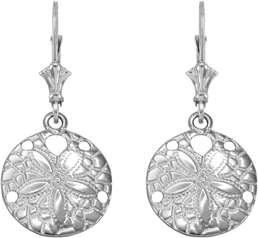 925 Sterling Silver Sea Star Sand Dollar Lever back Earrings