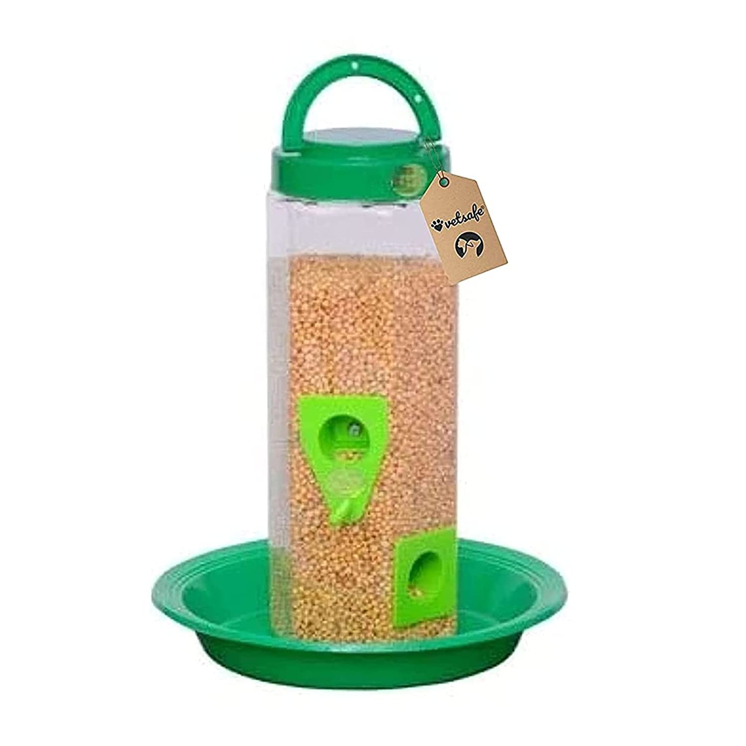 VetSafe Bird Feeder Plastic Material Green Color Food Small and Medium Birds Pack of 1