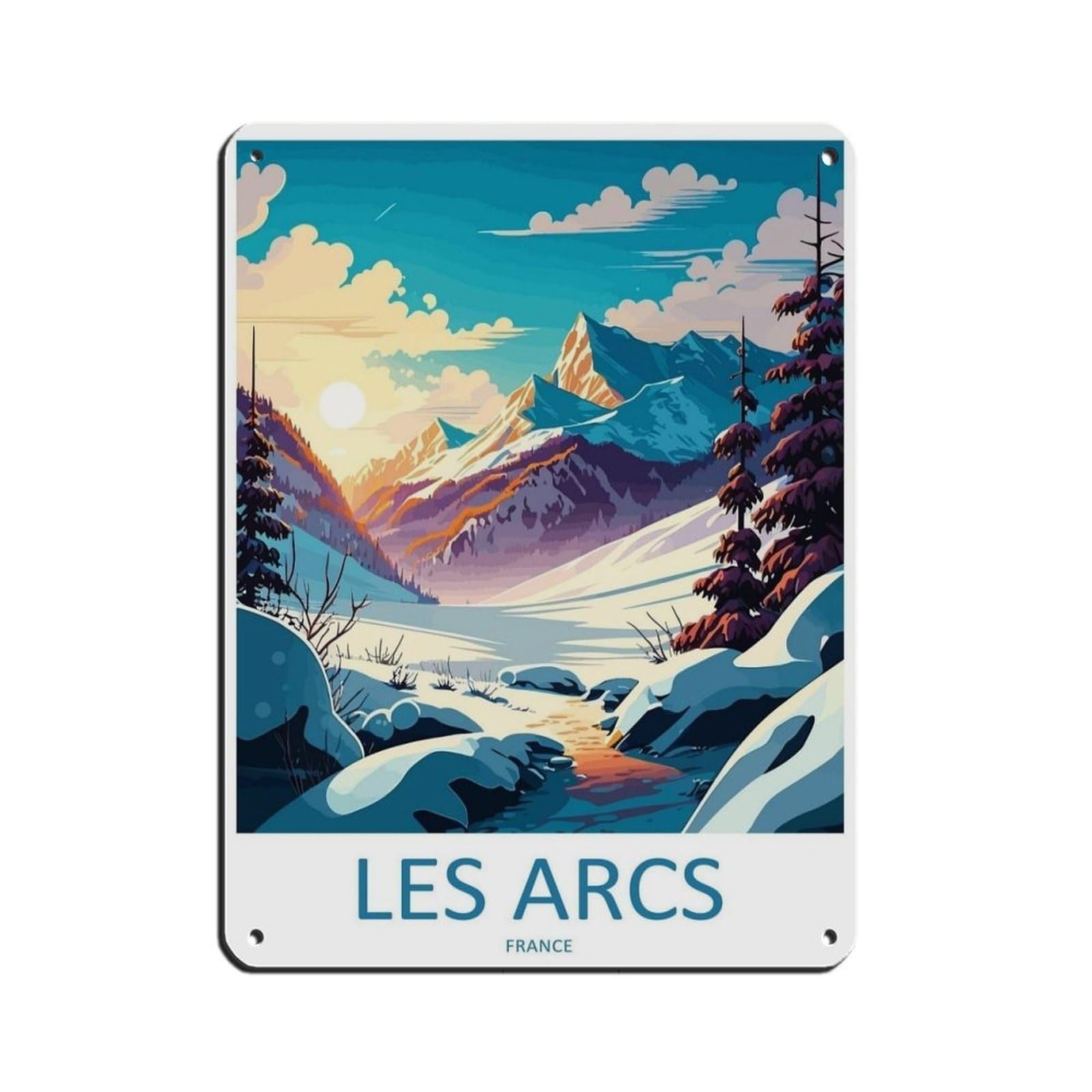 Les Arcs France Ski Resort Gift（69） Retro Poster Metal Tin Sign Chic Art Retro Iron Painting Bar People Cave Cafe Family Garage Poster Wall Decoration 12x16inch(30x40cm)