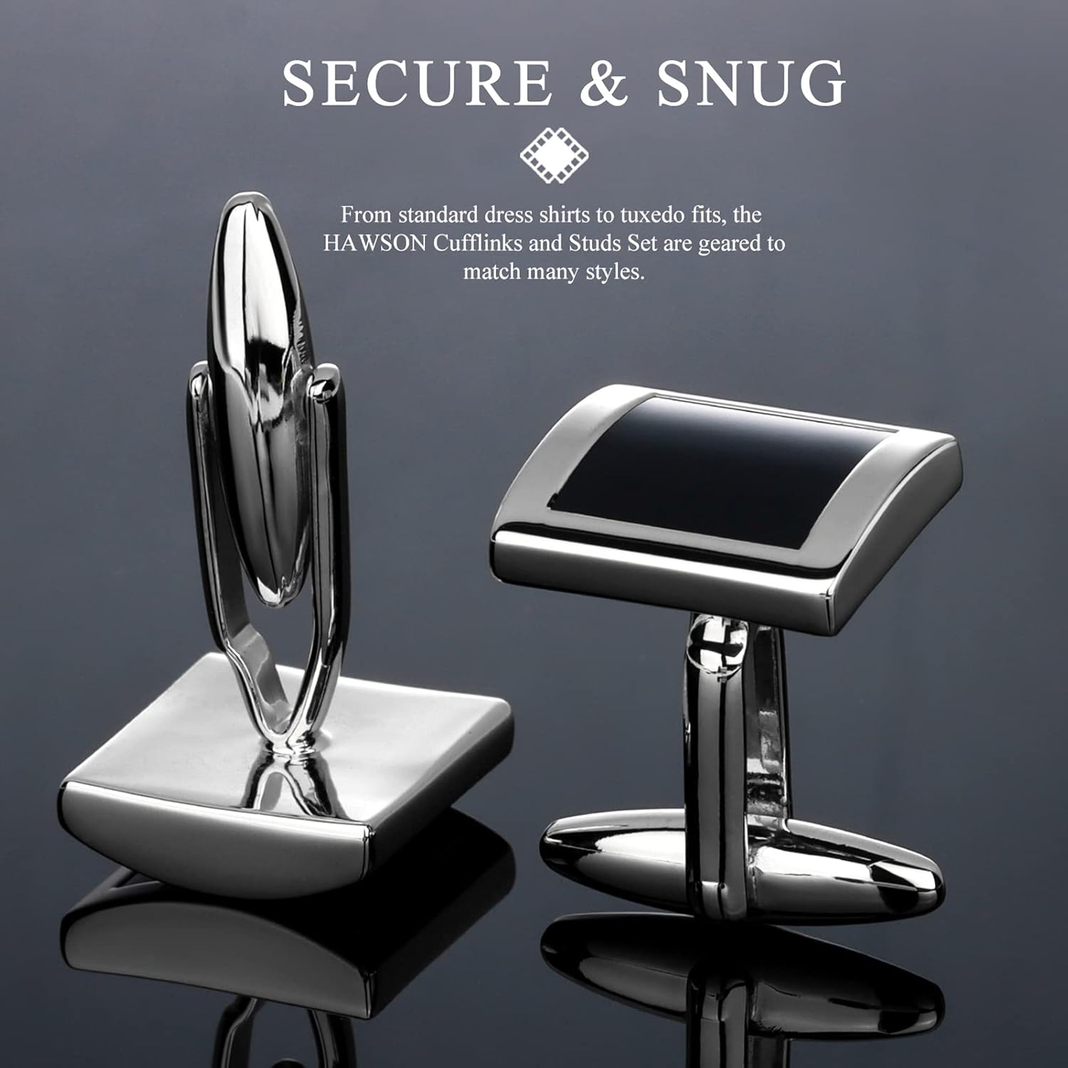 HAWSON Cufflinks and Studs for Men with Gift Box, Gold or Silver Tone Cuff Links, Mens Jewelry or Accessories for Wedding Business Anniversary Birthday - Image 5