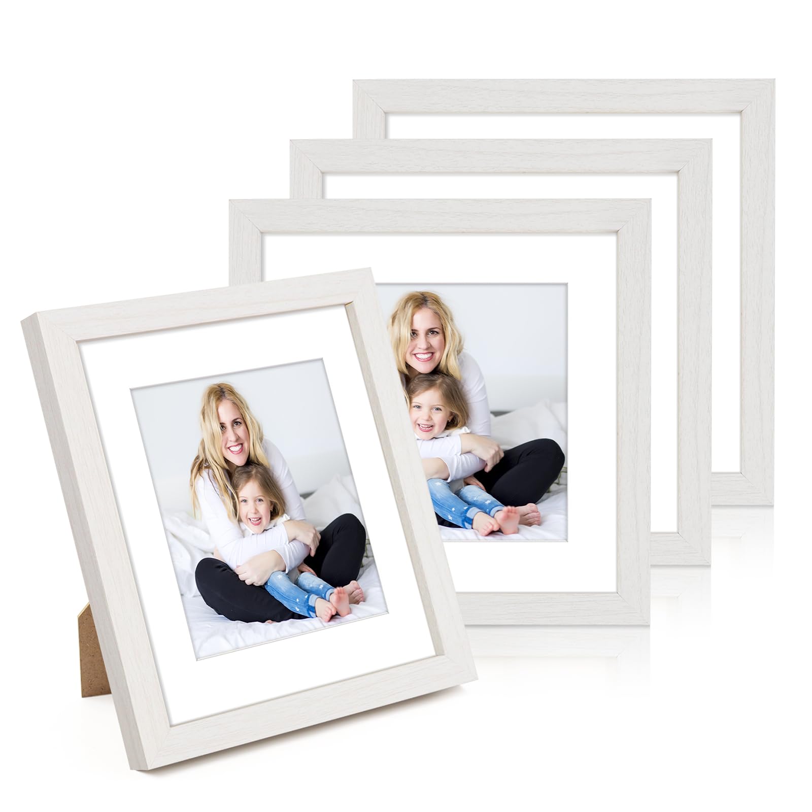Wenya White 8X8 Photo Frames, 4 Pack 8X8 Picture Frames Wall And Desktop Horizontal Vertical 20.3X20.3cm Frames For Family Pictures Display (, 8X8-4Pack)