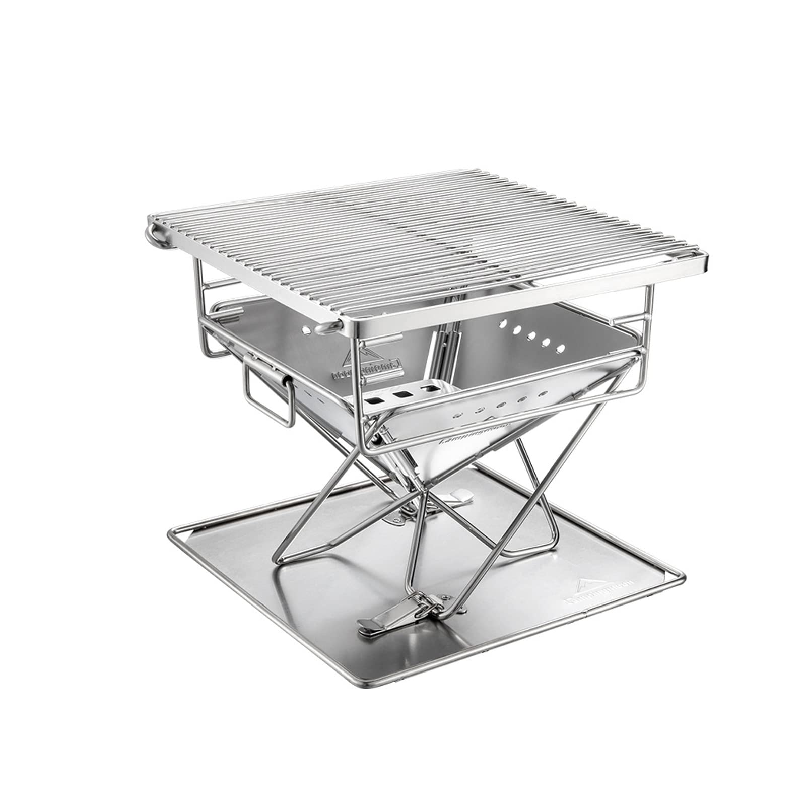 Campingmoon Portable Camping Fire Pit Stainless Steel Small Size Wood Burning BBQ Grill for Outdoor Camp Travel Garden Cooking Picnic 1-2 People with Carrying Bag