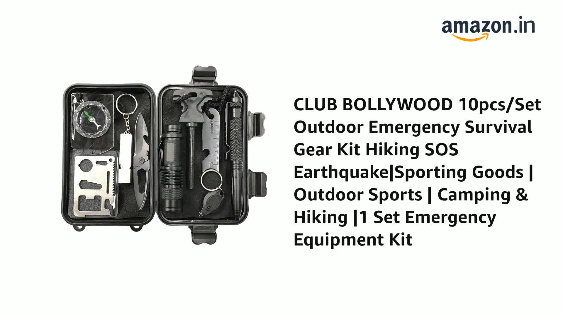 CLUB BOLLYWOOD® 10pcs/Set Outdoor Emergency Survival Gear Kit