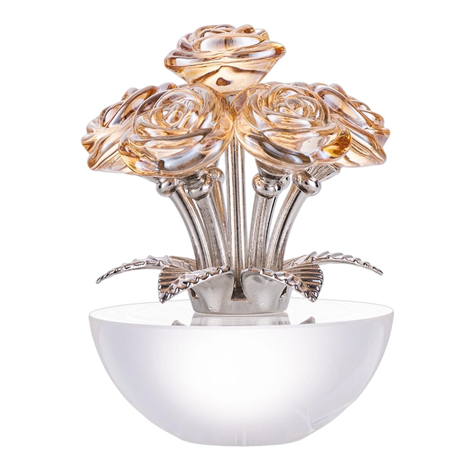 carotoe Creative Transparent Glass Rose Sculpture Elegant Decorative Accent Wedding Table Highlight Piece for or Bedroom Glass Rose Figurine