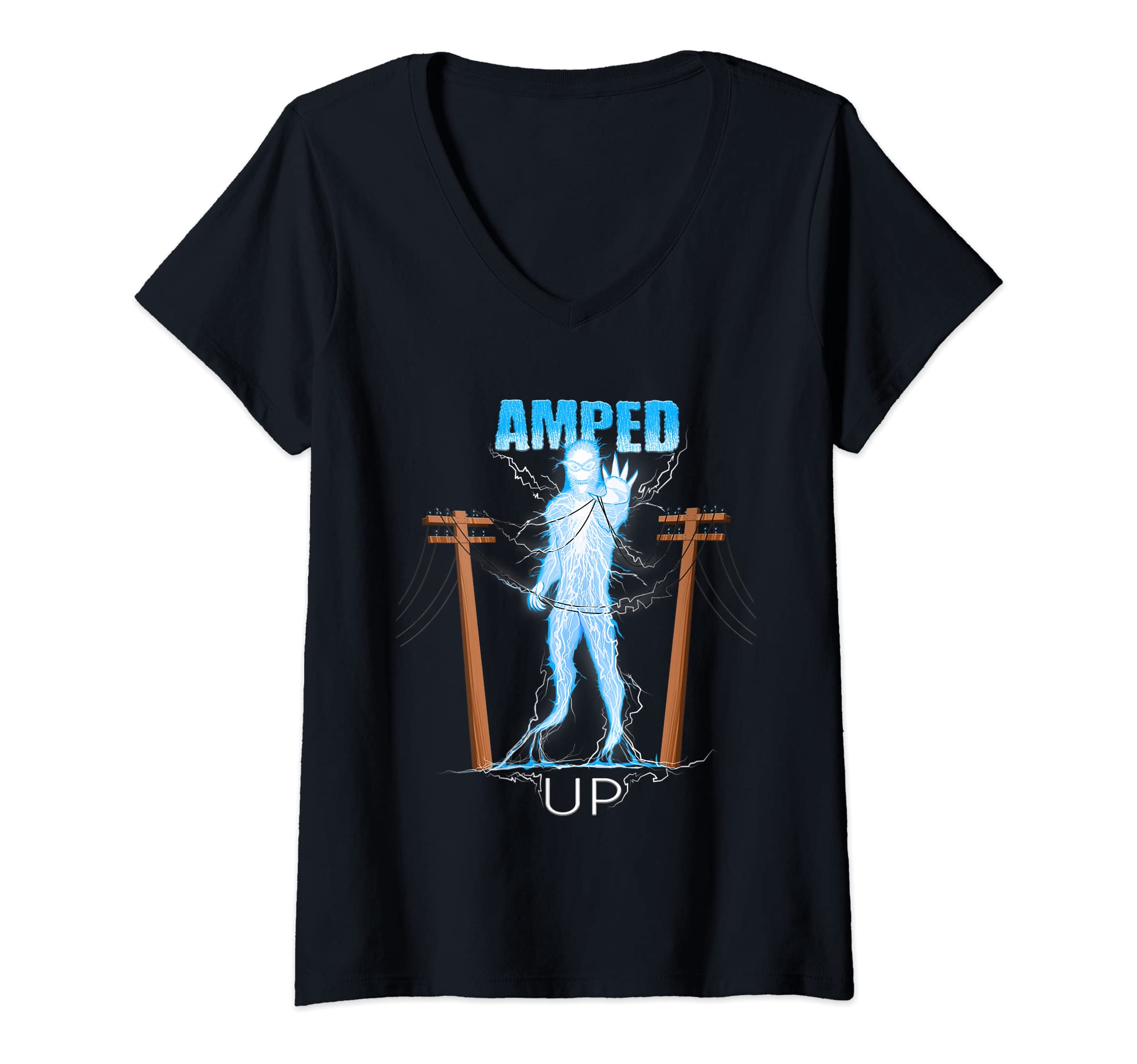 Telih's Tee'sWomens Amped Up Electro Lightning V-Neck T-Shirt