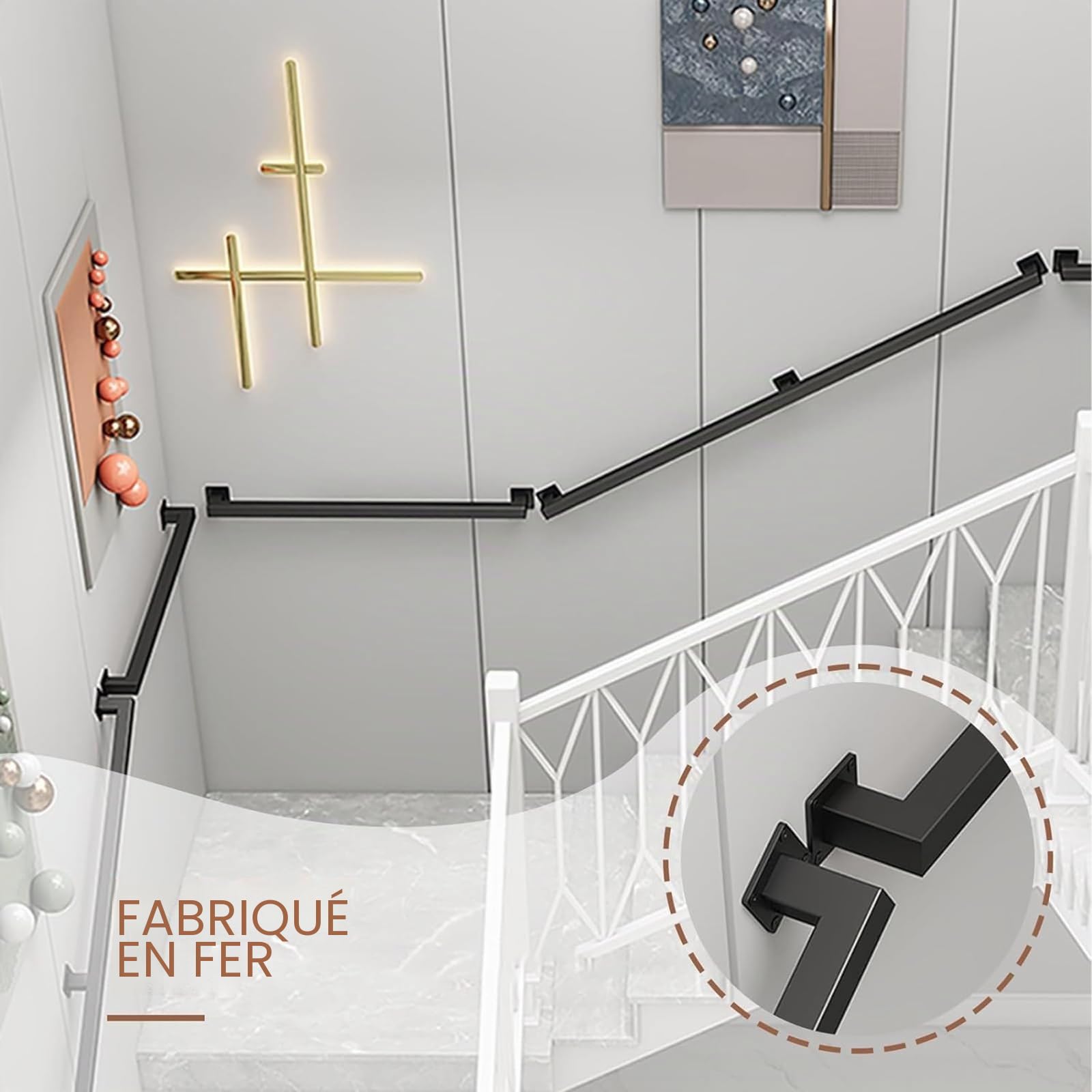 240cm main courante pour escalier,rampe escalier | Rampe D'escalier De Fer du Vent Industriel, L'intérieur du Foyer Et La Main Courante du Corridor Loft Extérieur