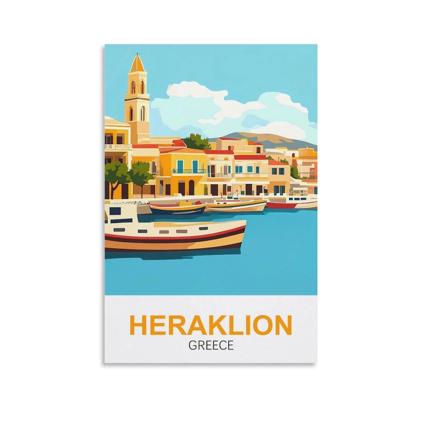 EZMLFA 5D Diamond Art Kits Adults,Heraklion Greece,Gem Art,Crystal Kits Round Drill for Home Wall Decor Gifts,Women,Men 50x60cm