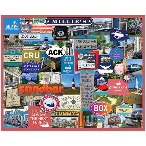 White Mountain I Love Nantucket Puzzle 1000 Piece Collage Jigsaw Puzzle for Adult and Family