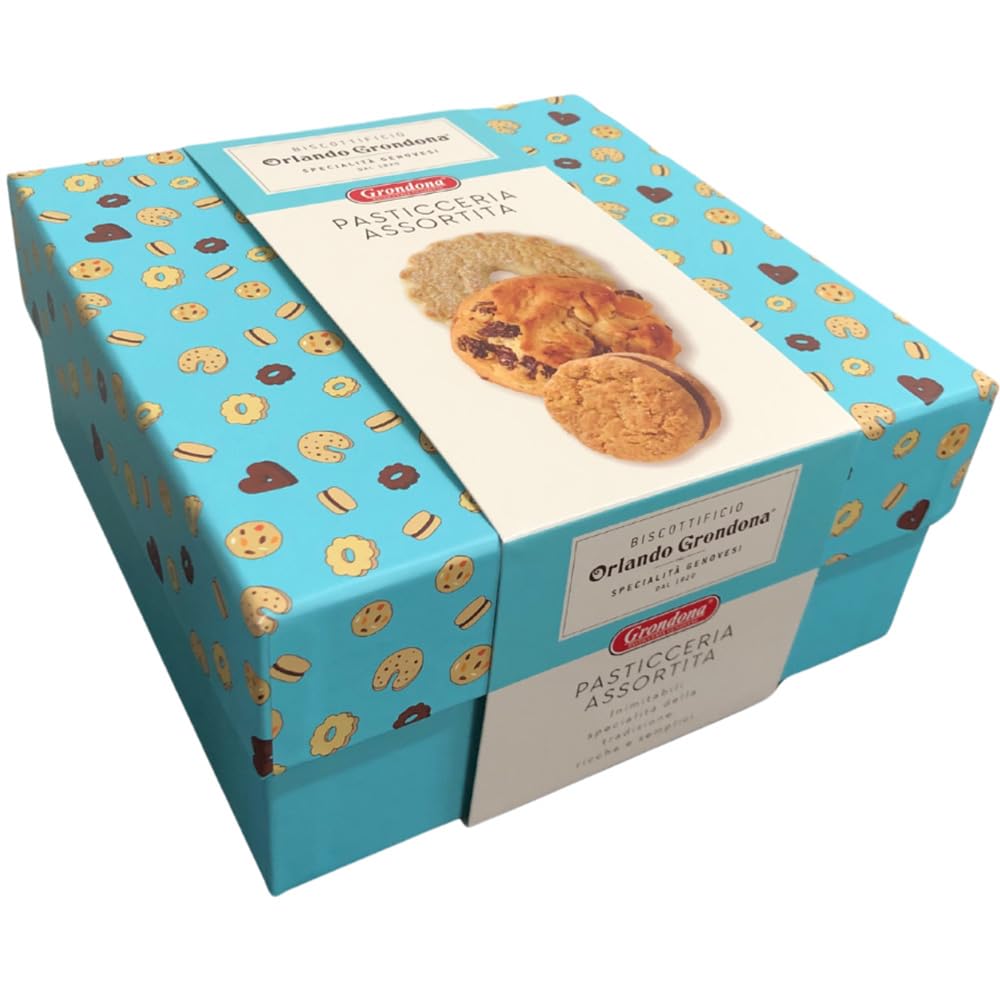 Grondona Pasticceria Assortita con Baci di Dama, Pandolcini, Canestrelli Confezione Regalo da 390gr