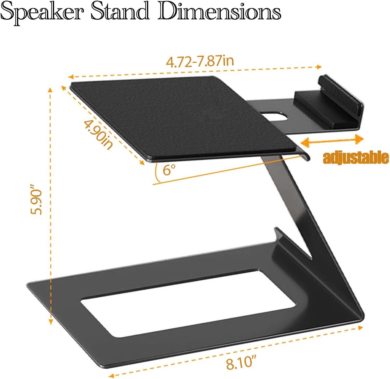 Desktop Speaker Stands Pair, Heavy Duty Desk Bookshelf Speaker Stands, Adjustable Cantilevered Speak Stand Riser for Studio Monitor Computer Speaker, Vibration Absorbing Padded Foam