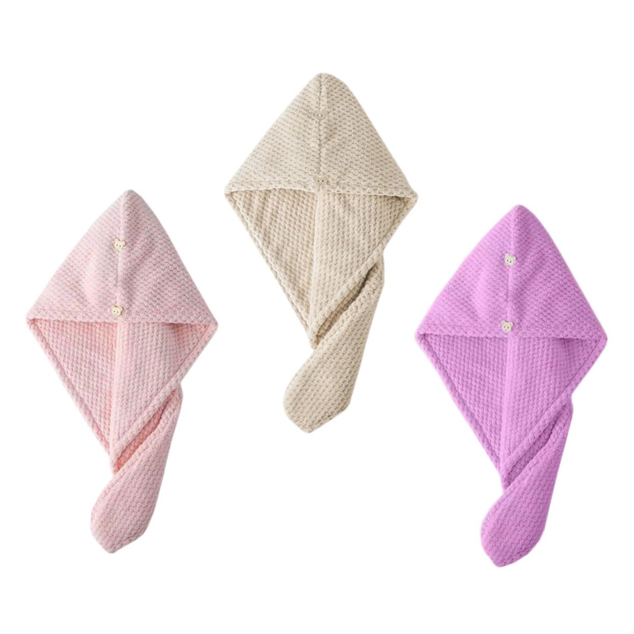 VICASKY 3-Pack Fast Drying Hair Wrapping Hat Absorbent Shower Cap for Hair Water Absorbent Hats