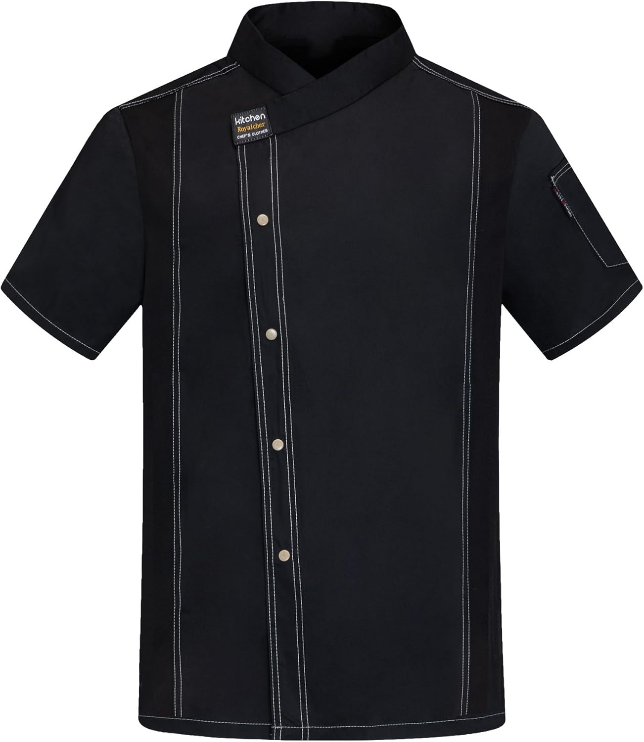 Men's Chef Coat Uniform Short Sleeve Cook Jacket Restaurant Kitchen Work Clothes - Image 2