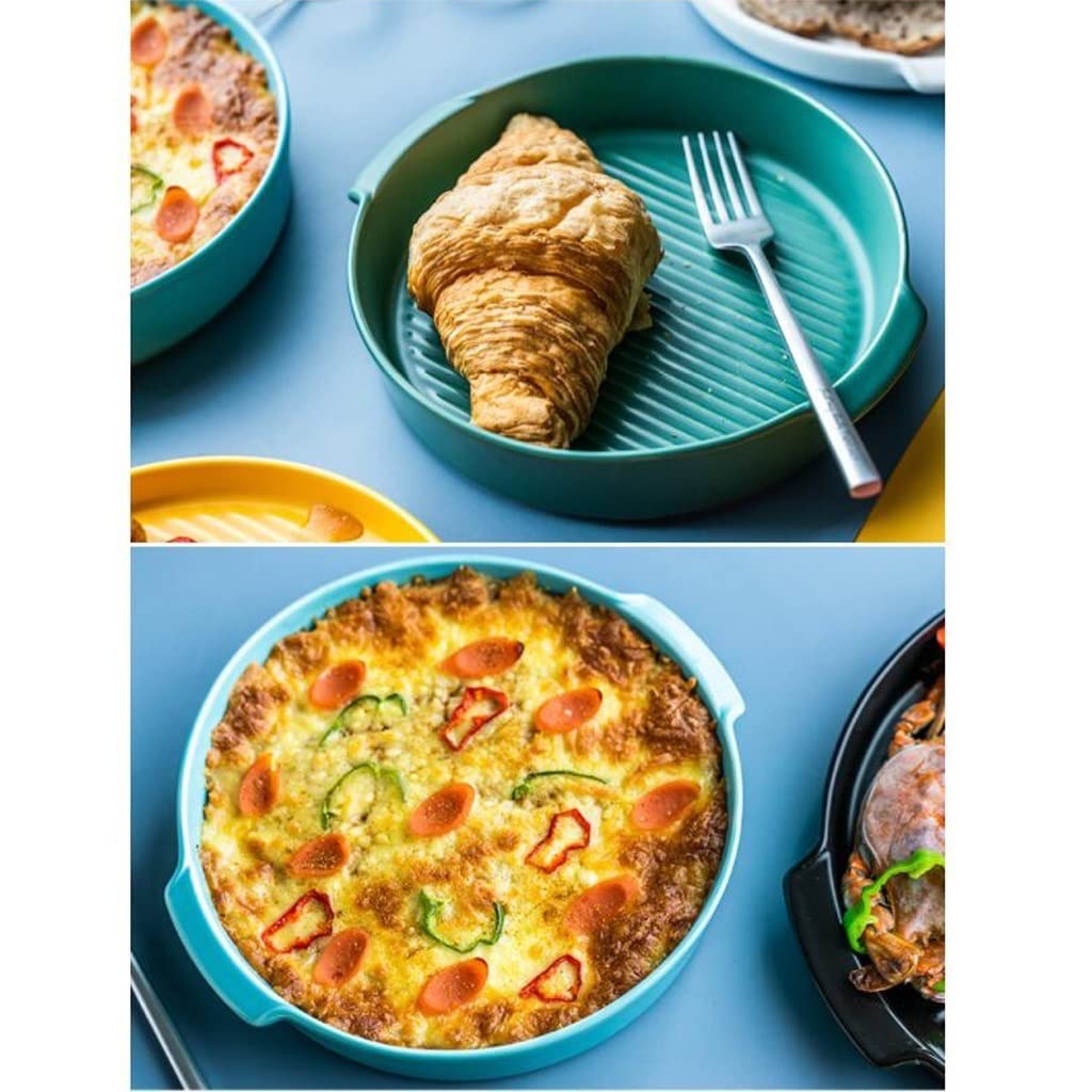 Ramequin Four Pizza Pan Céramique Pie Pan Oeuf Tart Pan Rond Pie Pan Cuisinière Panza Panza Panza Panque de Cuisson Four à Cuire au Four Plat à Four (Color : B, Size : 10inch)