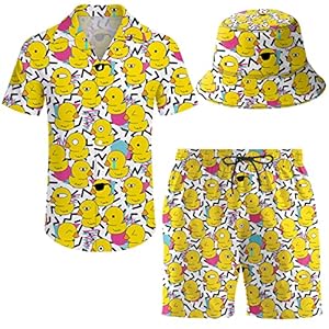 ifamawlea Men’s 2 Piece Tracksuit Hawaiian Shirt Shorts Button Down Shirt and Shorts Sets with Bucket Hats