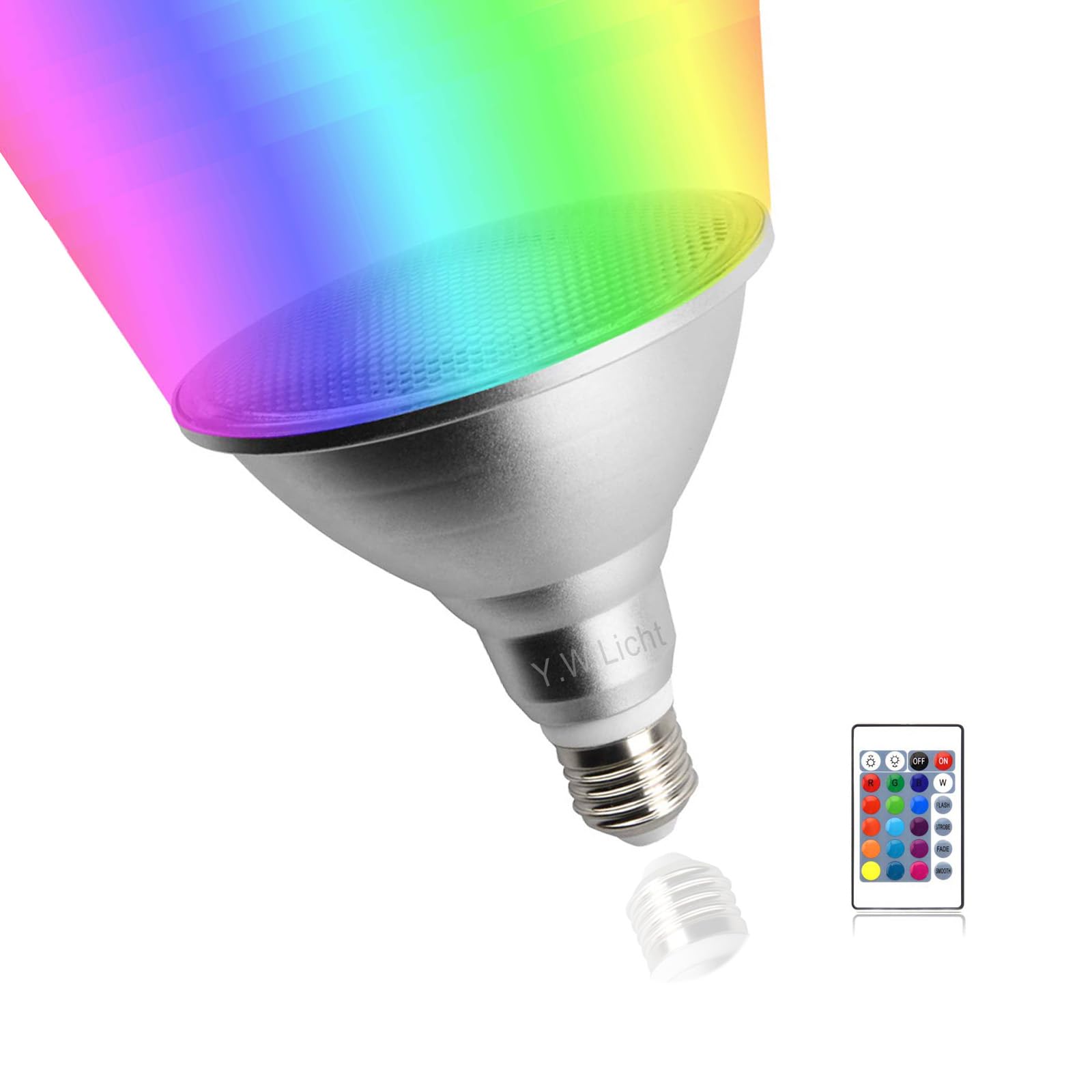 Y.W.Licht PAR38 LED lamp 20W RGB E27 Dimmable Waterproof IP65 Spotlight Aluminium Bulb Colour Change Lighting 120° Beam Angle for Indoor/Outdoor use(1 piece)