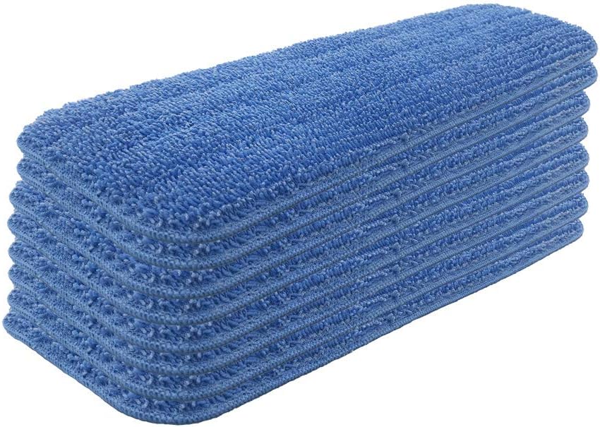 Set of 8 Microfiber Spray Mop Replacement Heads for Wet/Dry Mops Reusable Replacement Refills Fits for Floor Care System - Blue