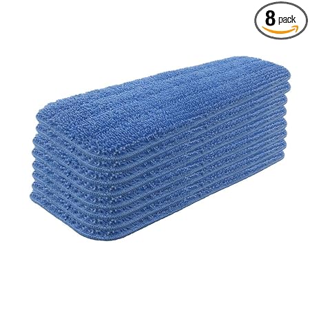 Set of 8 Microfiber Spray Mop Replacement Heads for Wet/Dry Mops Reusable Replacement Refills Fits for Bona Floor Care System - Blue