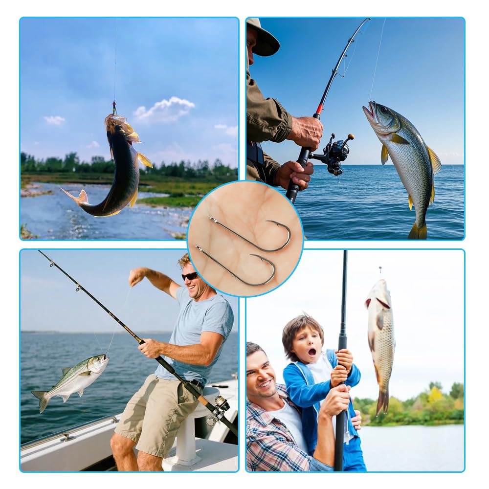 Kit de Anzuelos de Pesca con Púas Acero al Carbono 100 Piezas Caja