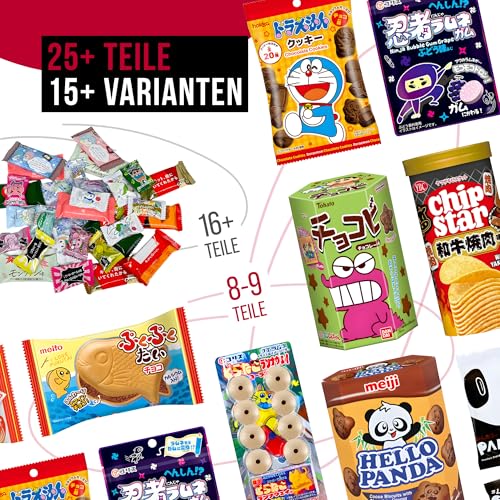 boxtasy Japanische Süßigkeiten Box erstellt mit Sweets Snacks Bonbons Candy und Chips aus Japan mit über 25 Teilen als Geschenk-Set Probierpaket Probierset