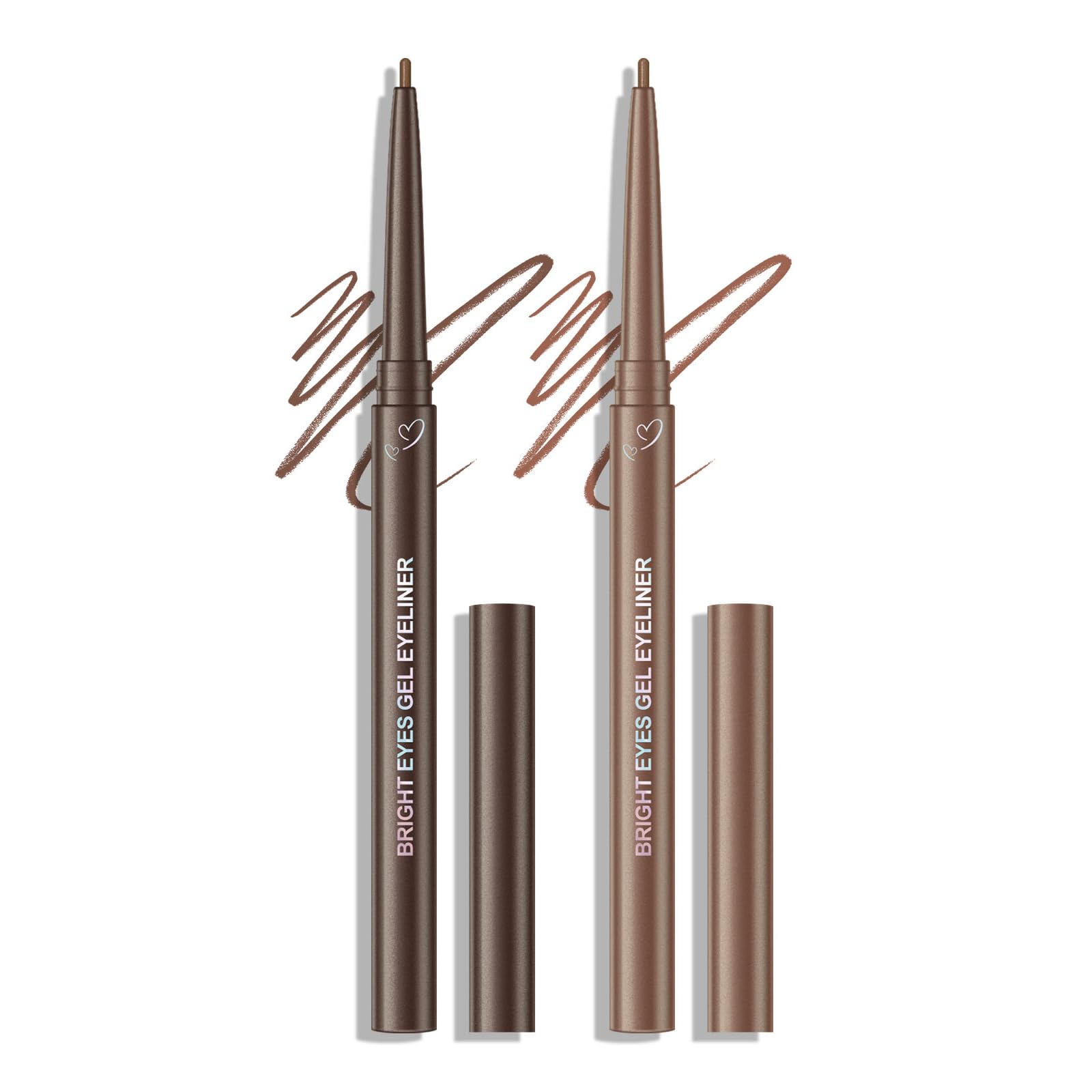 KYDA 2 Colors Brown Gel Eyeliner Pencil, Lasting Matte Gel Eye Liner, Colorful Crayon Eyeliner Pencil, Smooth Creamy Retractable Eye Liner, Ultra-Pigmented, Waterproof Smudge-proof Light Brown+Dark Brown