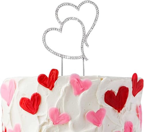 Miniatura 2 de Decoración para tartas en forma de corazón, aleación de cristal, diamantes de imitación, decoración de pastel de corazón para boda, cumpleaños, día