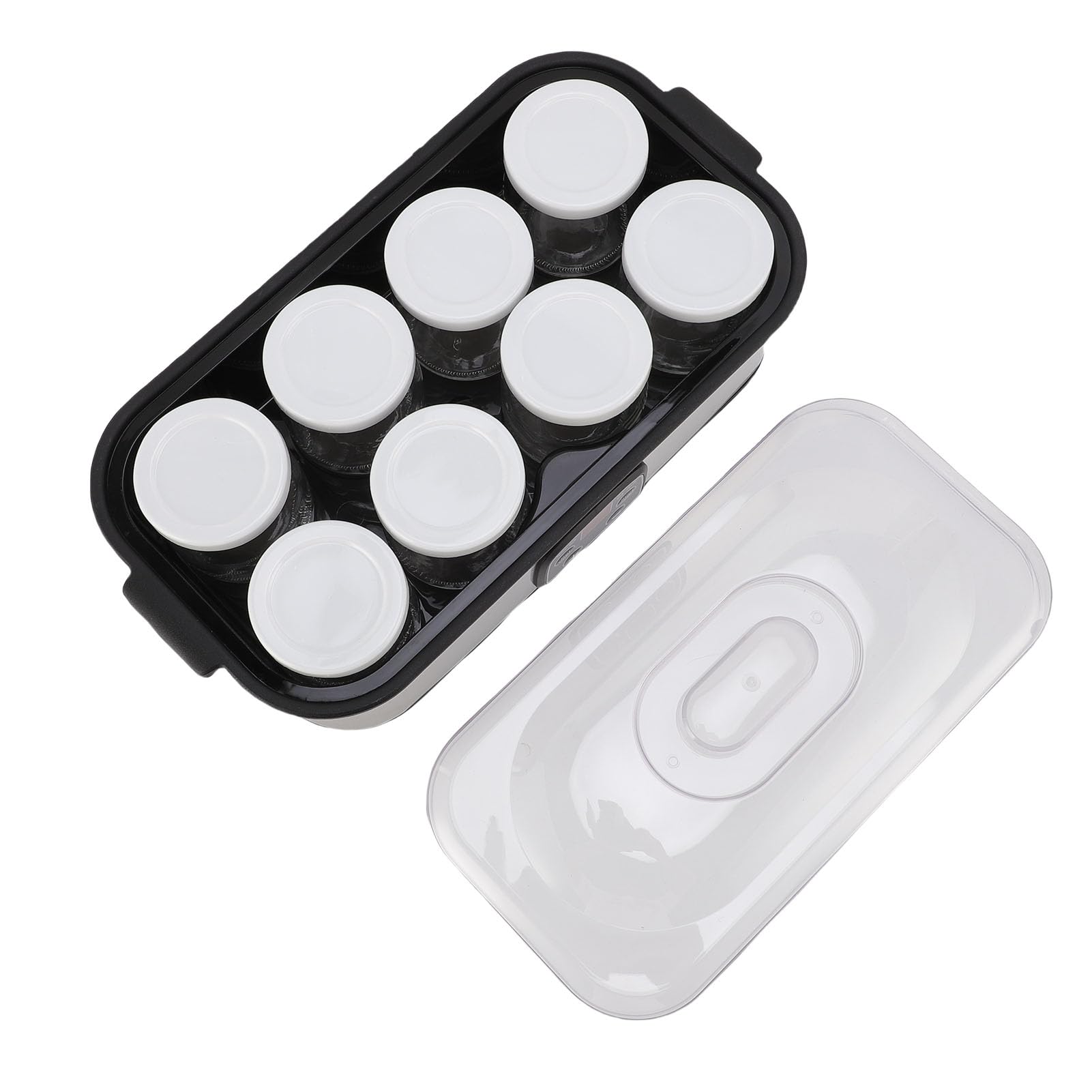 CHICIRIS Yogurtera Automática con Pantalla LCD y 8 Frascos de Vidrio para Pudín de Batido de Yogur Casero, Calentamiento a Temperatura Constante de 25W (Enchufe europeo 220V)