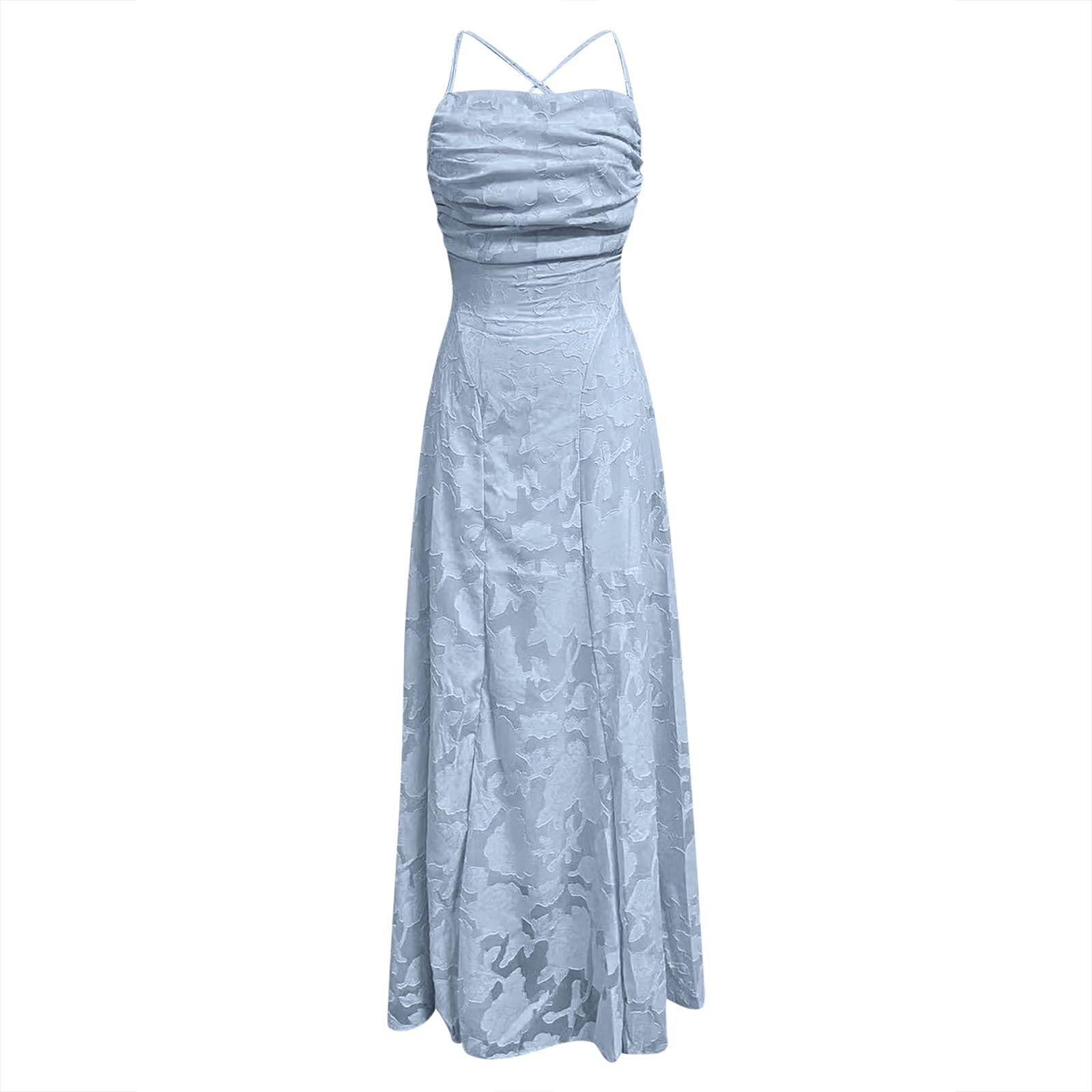Genérico Elegante Vestido Formal Femenino con Tirantes y Abertura Lateral Ideal para nocturnas diseño Liso y Sencillo para Uso Diario u Oficina