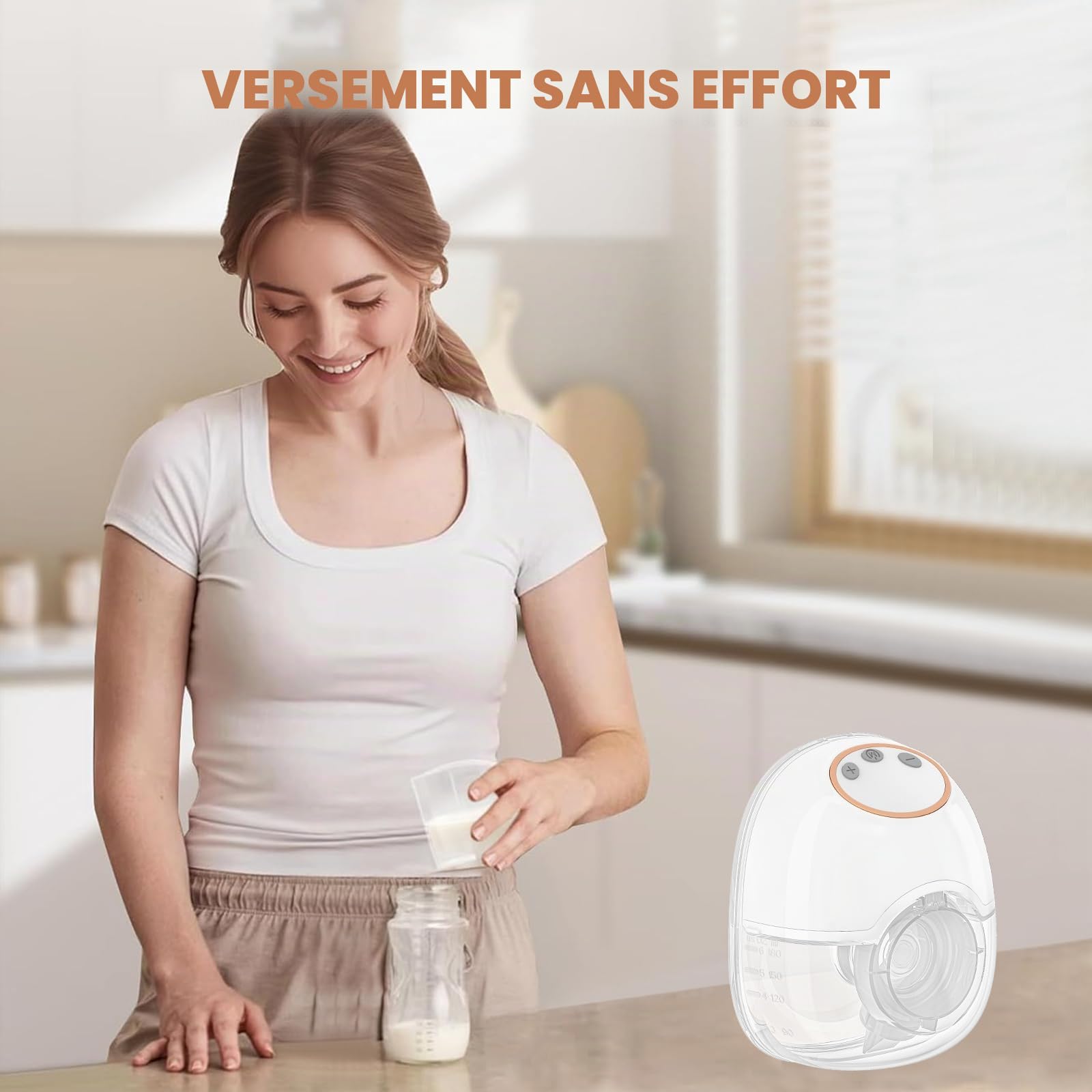 TOPCHANCES Tire-Lait Electrique Mains Libres Portable,4 Modes12 Niveaux,Extracteur de Lait Rechargeable avec Affichage LED,de la Bouche de Bébé Bride à Double Étanchéité,17/19/21/24mm(Blanc,2 Pièces）