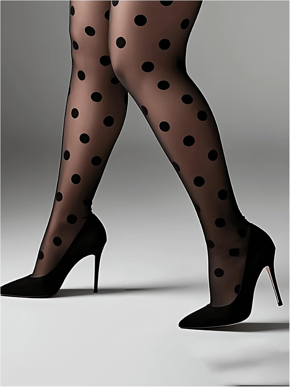 OYOANGLE Women's 1 Pair Polka Dots Sheer Pantyhose Cute Patterned Tights Stockings - Image 3