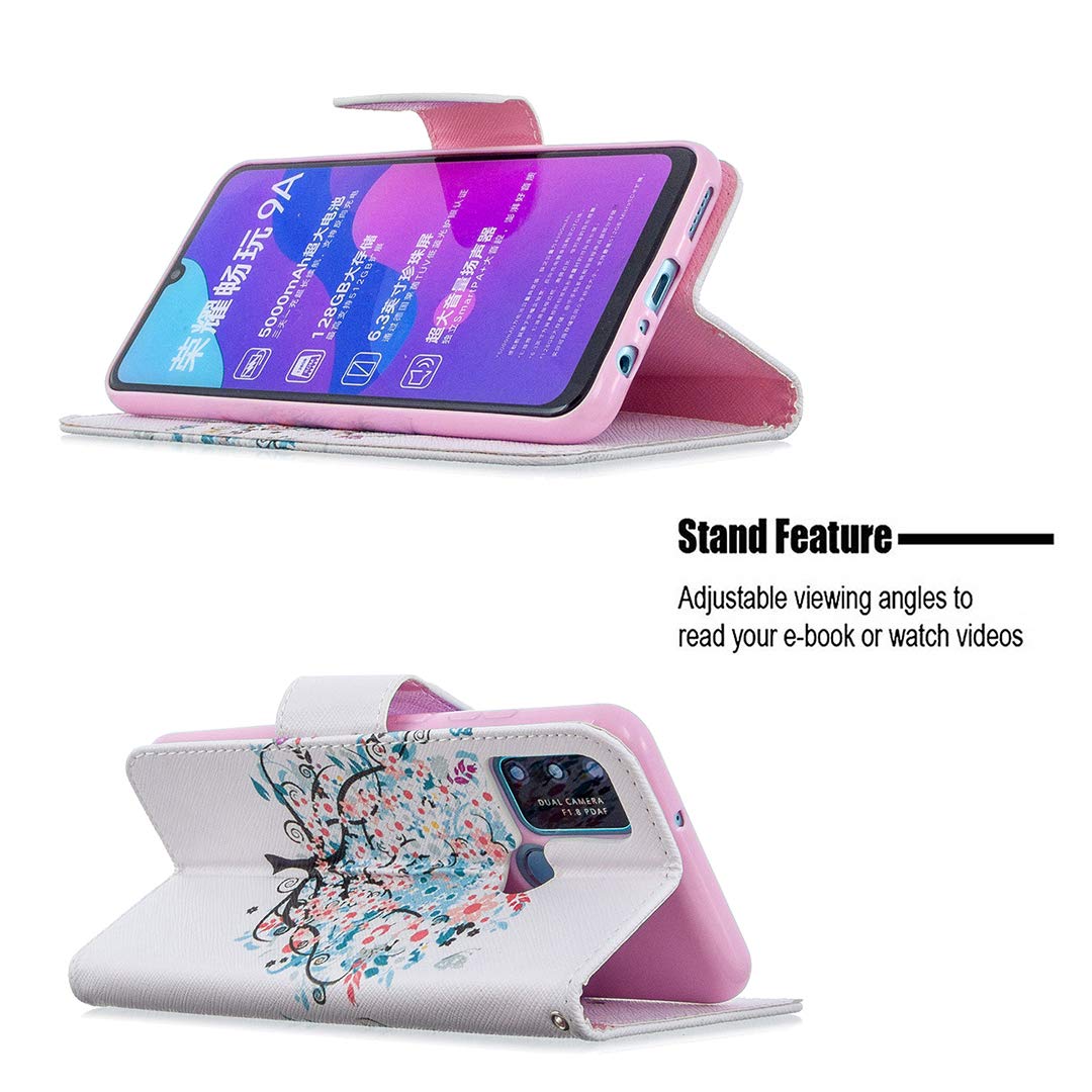 Custodia per Honor 9A, Cover a Libro Magnetica Custodia in Pelle per