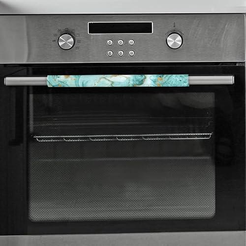 Miniatura 7 de Paquete de 2 fundas decorativas para manijas de puerta de refrigerador de mármol turquesa para electrodomésticos de cocina, textura de mármol, juego