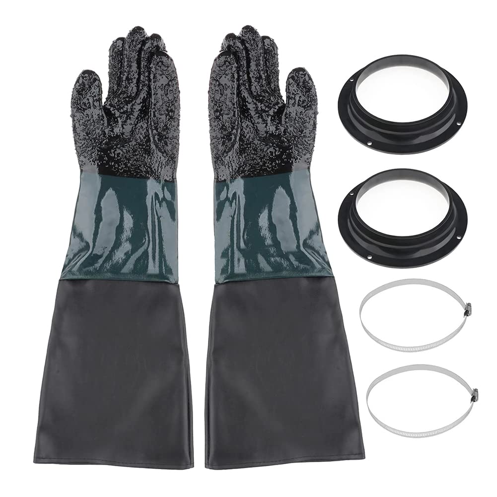 ZYWUOY 1 paire de gants de sablage, 60 x 20 cm, gants de travail pour sablage, armoire de sablage avec supports de gants, pinces en PVC