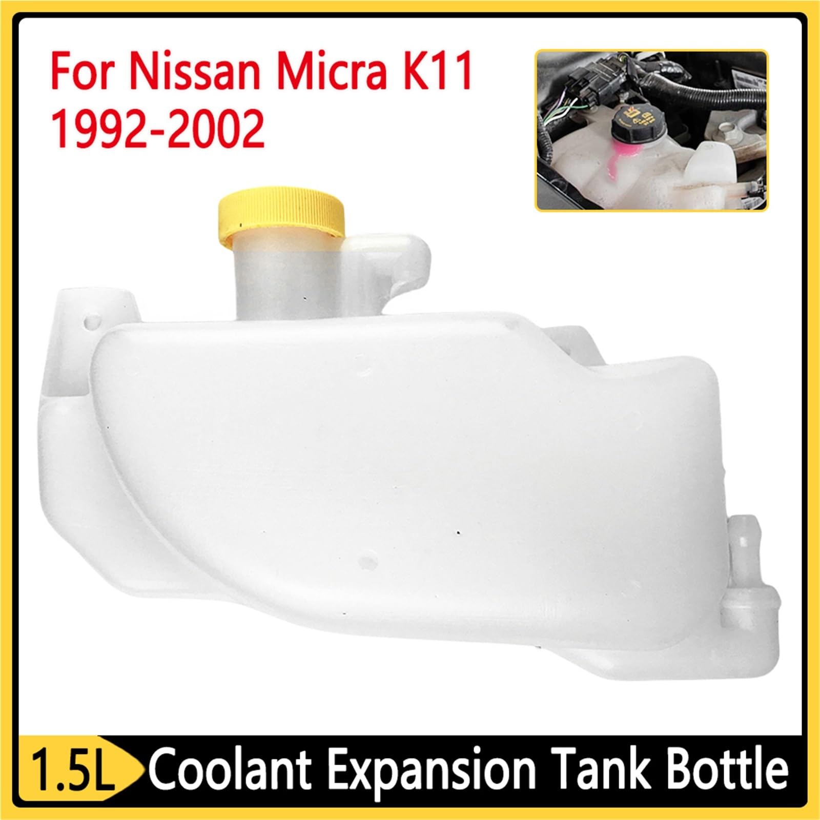 zbiornik płynu chłodzącego 1,5L zbiornik rozprężny zbiornika płynu chłodzącego silnika 21710-43B01 pasuje do akcesoriów Nissan Micra K11 92-02