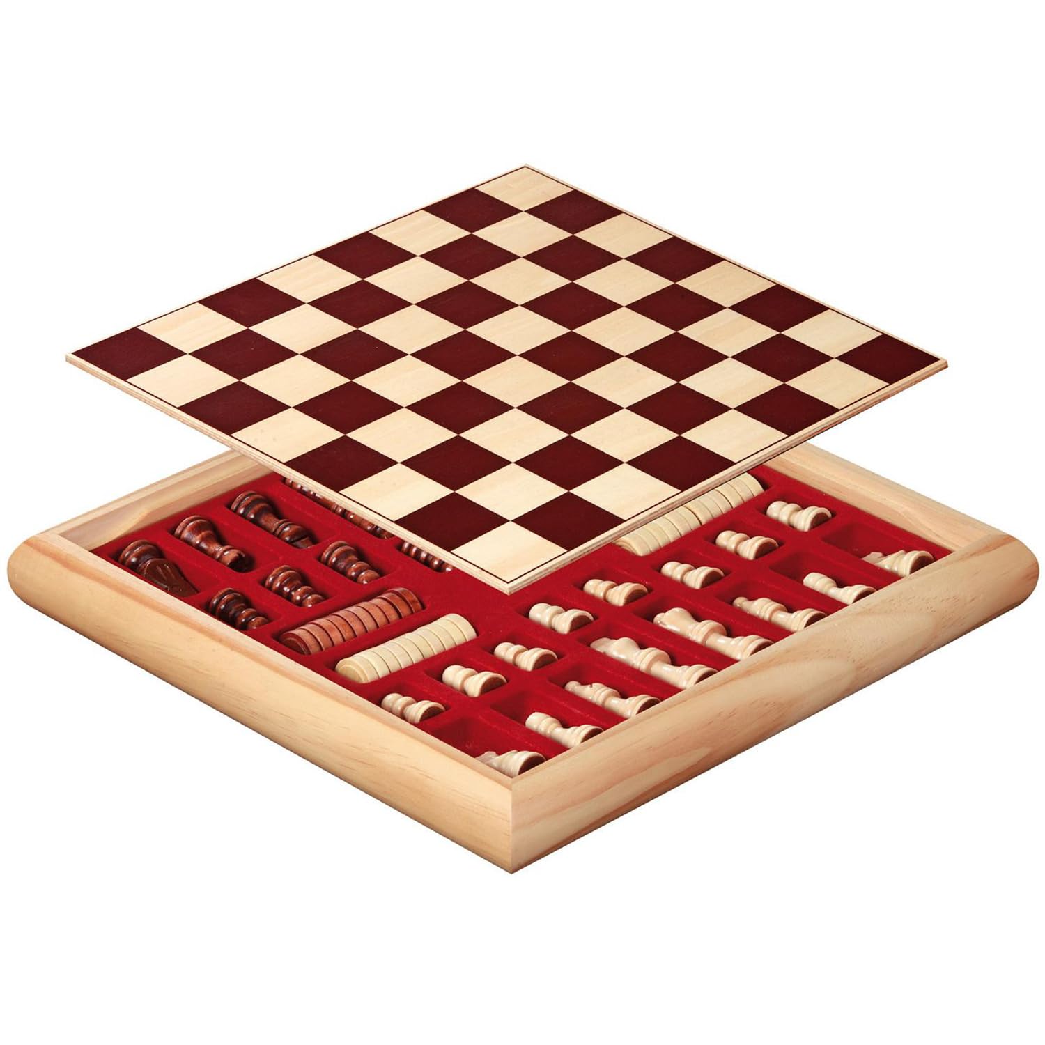 Philos 2803 - Ajedrez Damas Set, Tablero a Dos Caras con una Caja de Madera