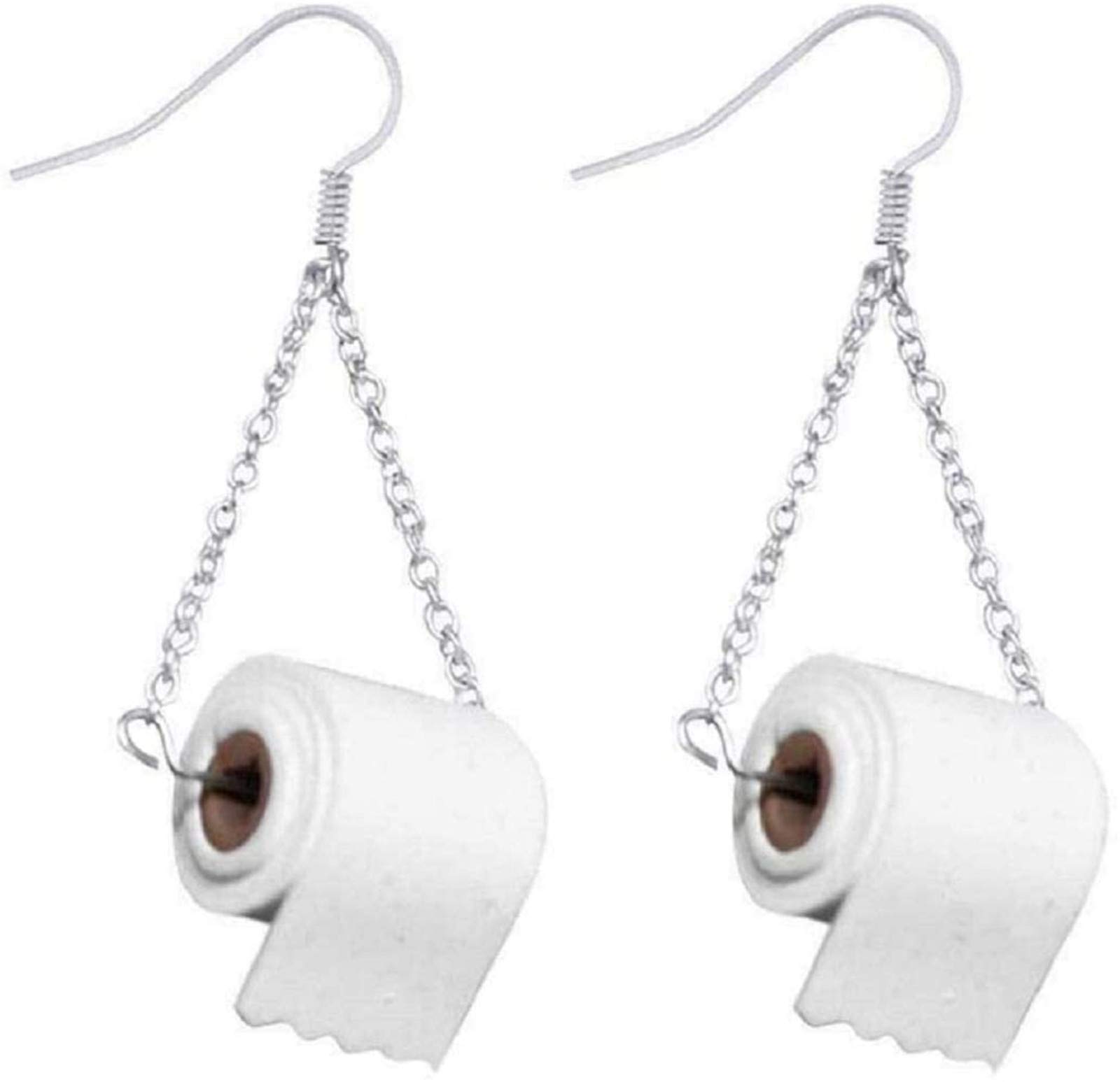 Sterling Silver Toilet Paper Roll Earrings Hook Ear Wire Polymer Clay Handmade for Girl Women Gift